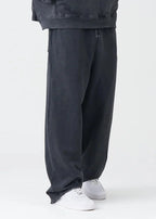 14 OZ Black Washed French Terry Oversized Distressed Sweatpant