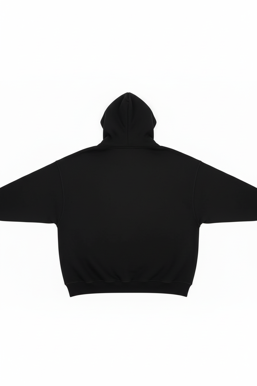 14 OZ Black Oversized Urban Heavyweight Fleece Hooded Sweatshirt