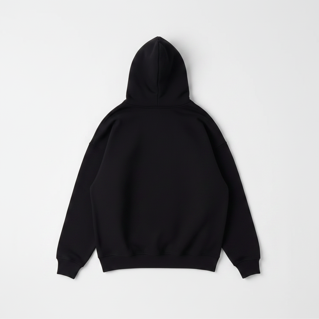 14 OZ Black Oversized Heavyweight Fleece Hooded Sweatshirt