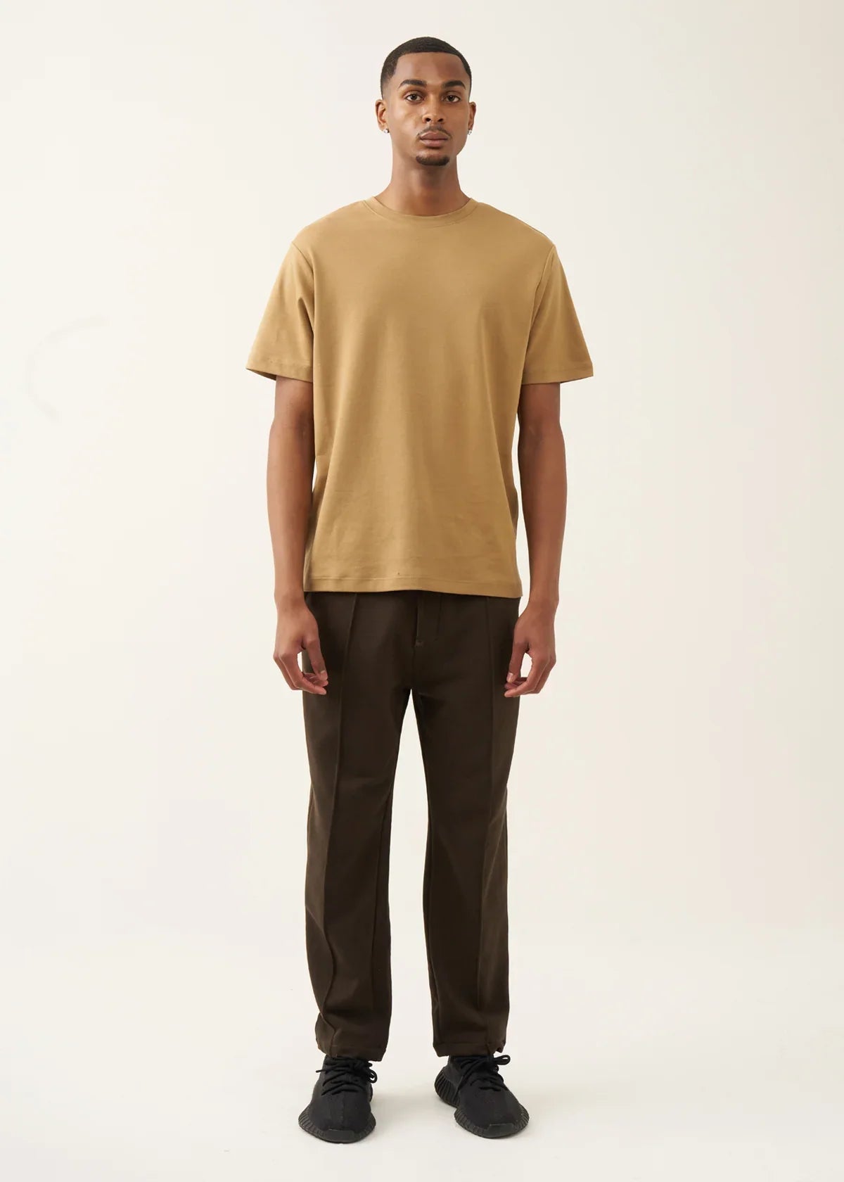 10 OZ Brown 3D Stitch Open Bottom Fleece Sweatpant