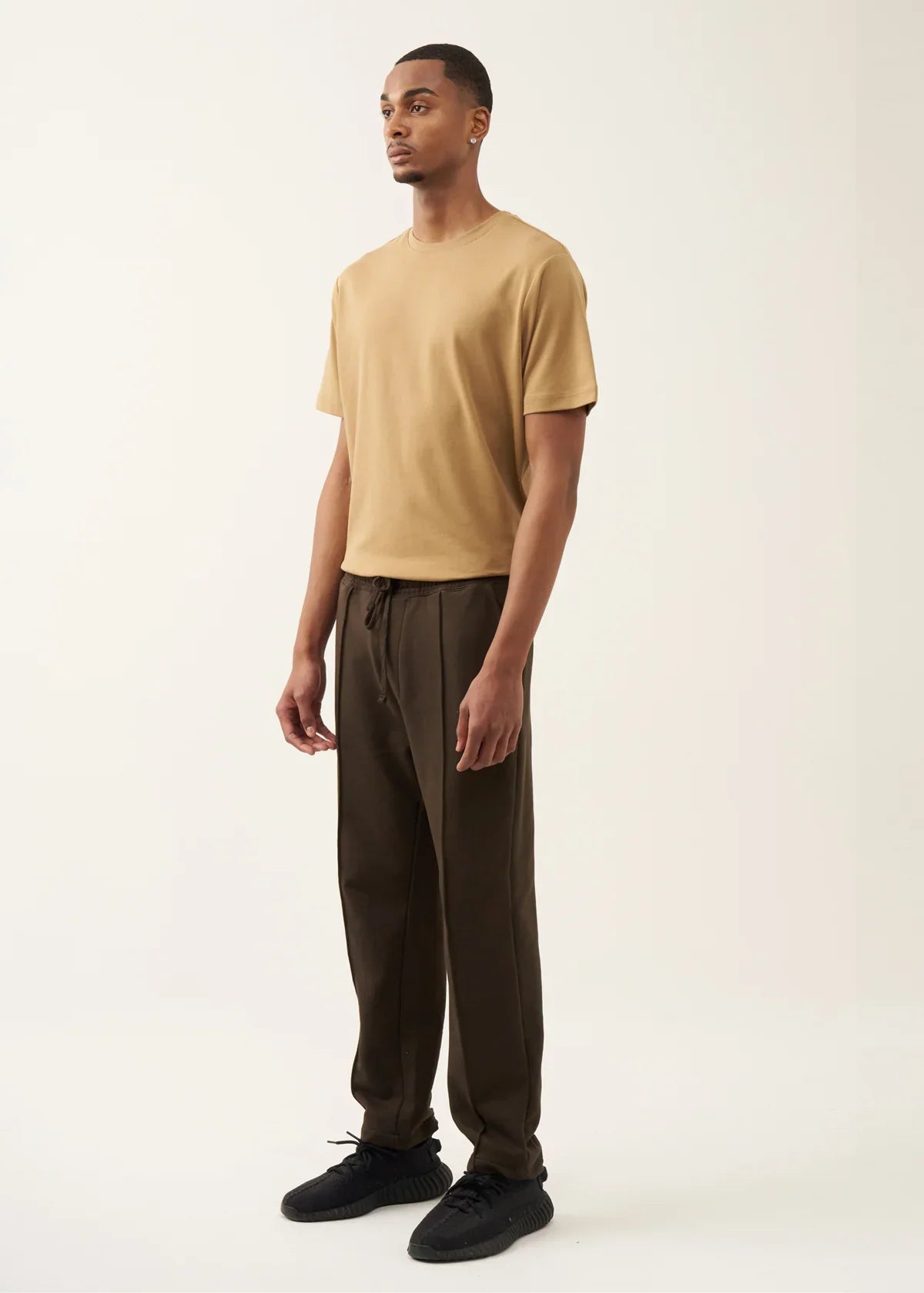 10 OZ Brown 3D Stitch Open Bottom Fleece Sweatpant