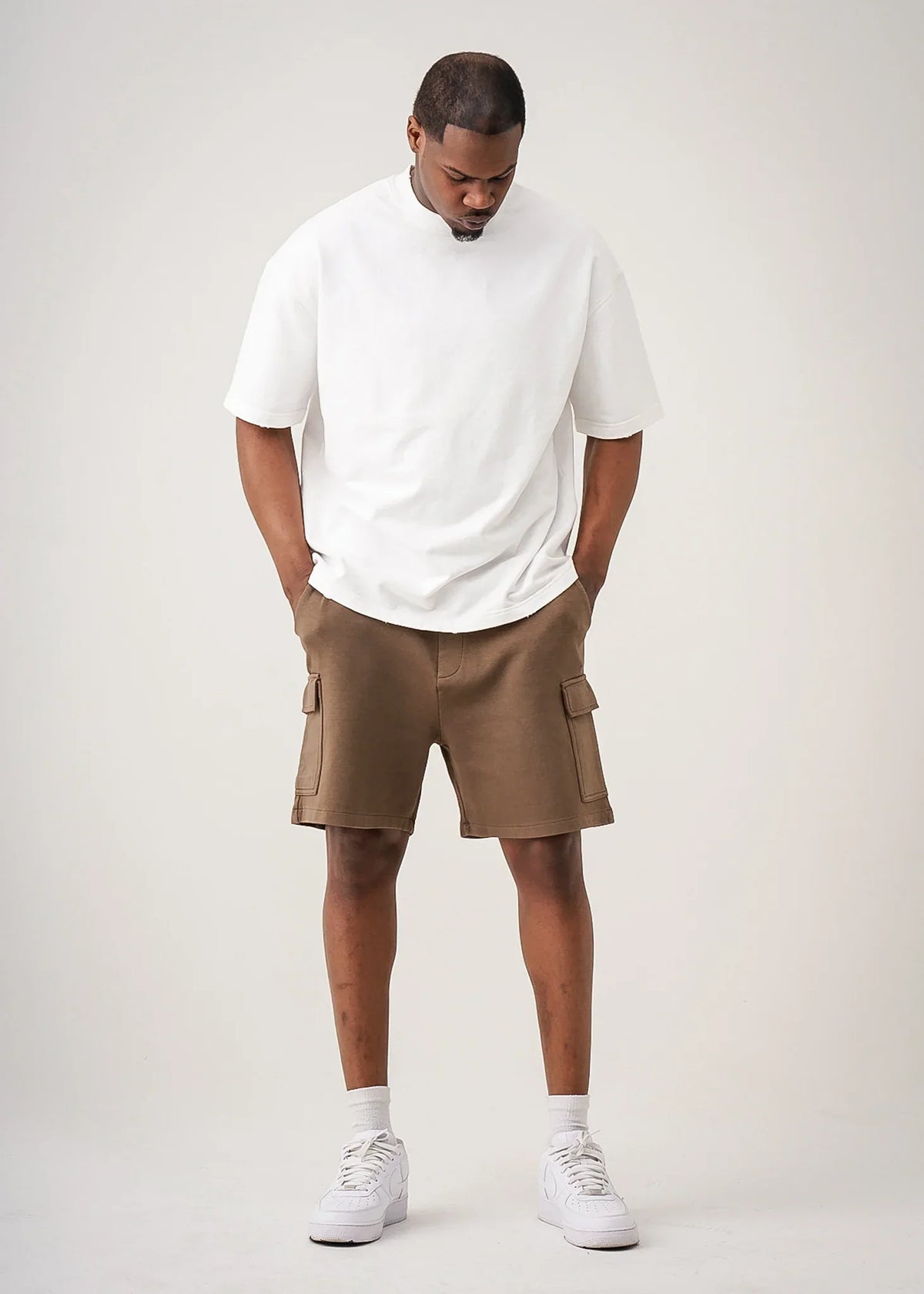 14 OZ Brown Garment Dye Interlock Cargo Short