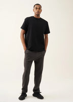10 OZ Dark Gray 3D Stitch Open Bottom Fleece Sweatpant