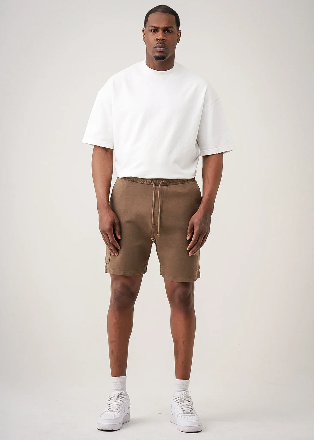 14 OZ Brown Garment Dye Interlock Cargo Short