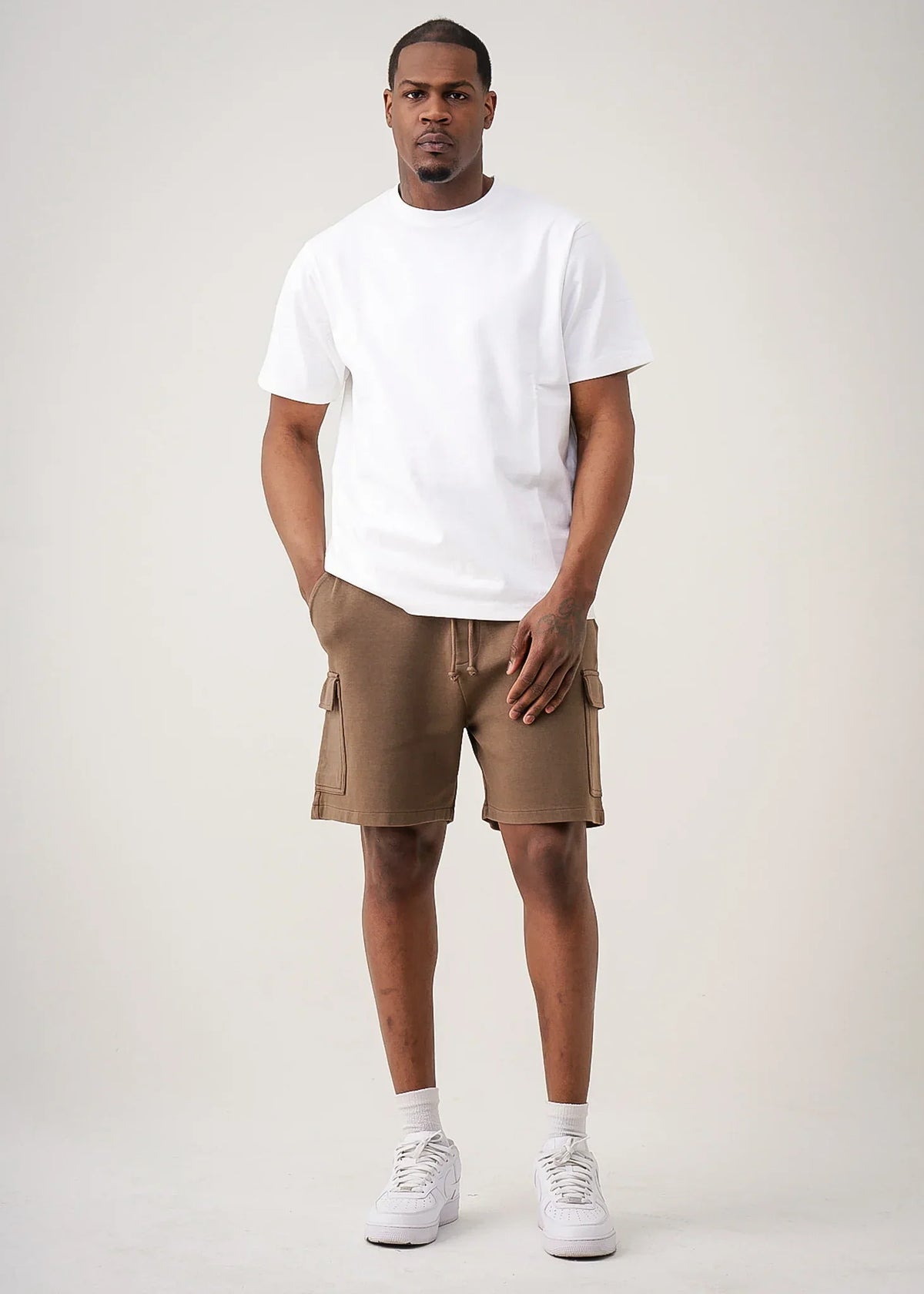 14 OZ Brown Garment Dye Interlock Cargo Short
