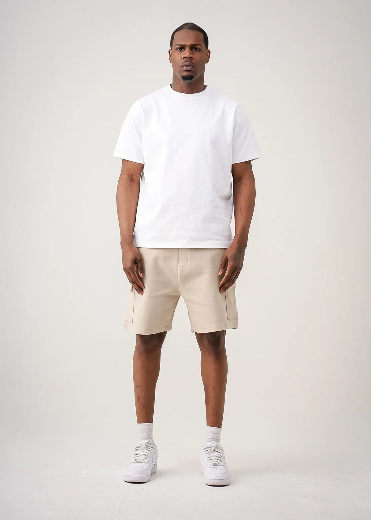 14 OZ Beige Garment Dye Interlock Cargo Short