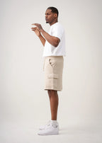 14 OZ Beige Garment Dye Interlock Cargo Short