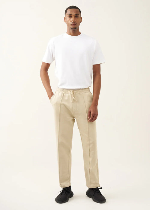 10 OZ Beige 3D Stitch Open Bottom Fleece Sweatpant