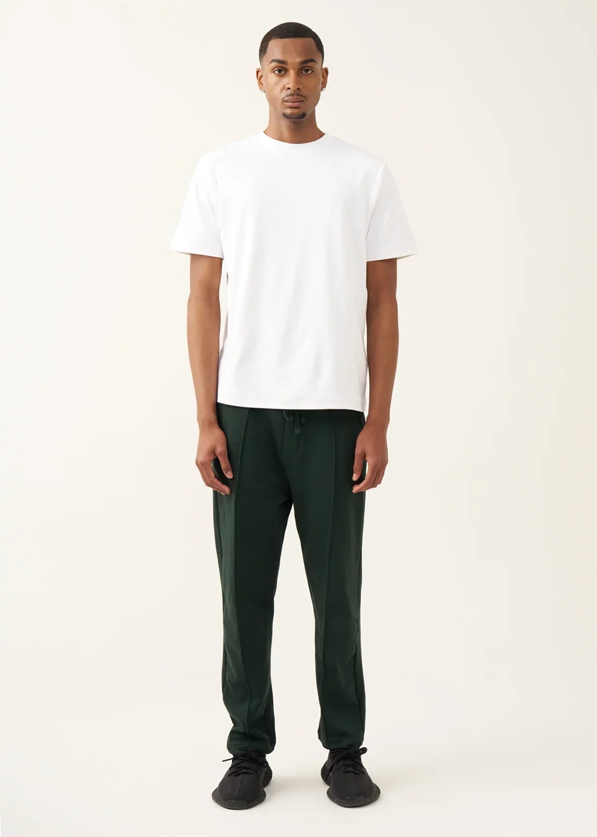 10 OZ Dark Green 3D Stitch Open Bottom Fleece Sweatpant