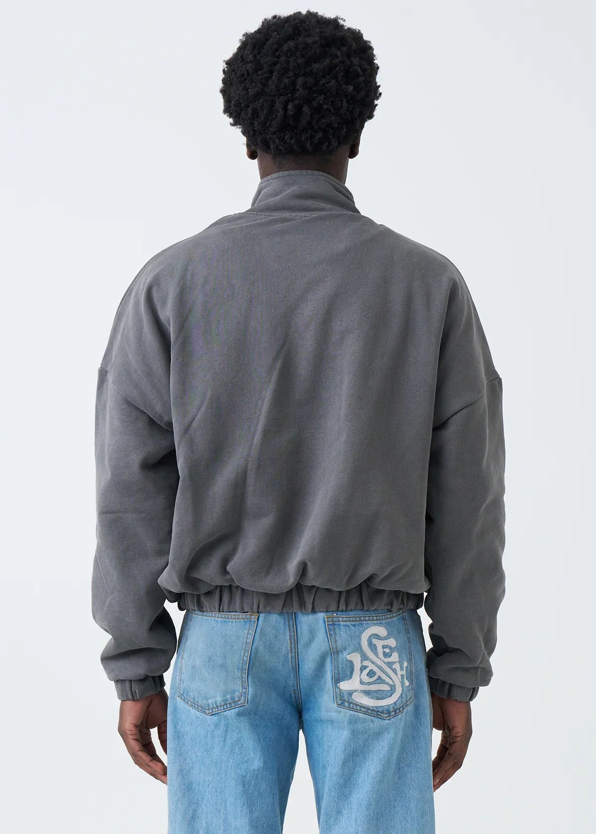 600 GSM Shadow Mock Neck Oversized Drop Shoulder Garment Dyed Jacket