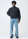 600 GSM Black Mock Neck Oversized Drop Shoulder Garment Dyed Jacket