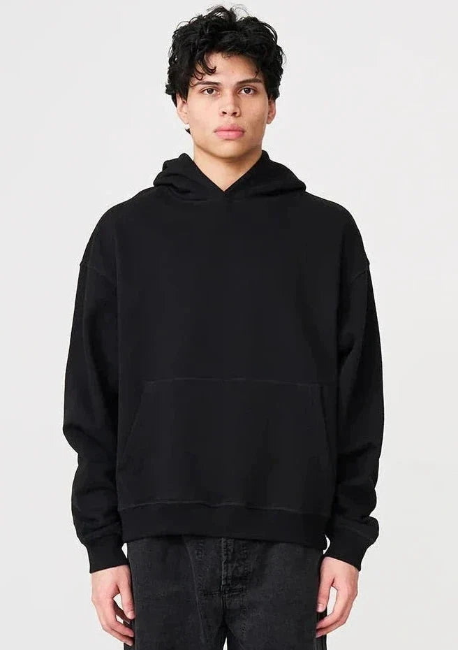14 OZ Black Oversized Urban Heavyweight Fleece Hooded Sweatshirt