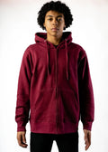 10 OZ Maroon Fleece Zip-Up Hoodie