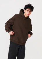14 OZ Brown Oversized Urban Heavyweight Fleece Hooded Sweatshirt