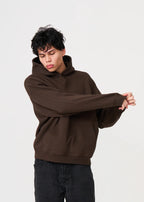 14 OZ Brown Oversized Urban Heavyweight Fleece Hooded Sweatshirt