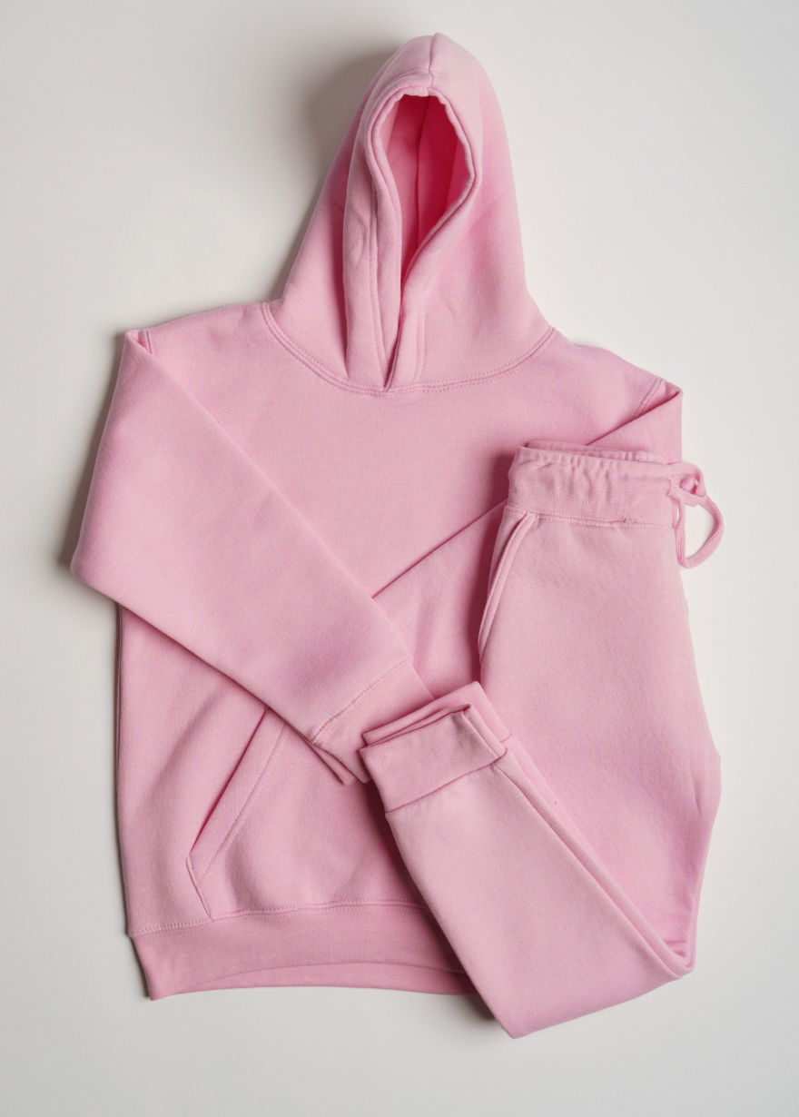 Kids 10 OZ Light Pink Soft Fleece Sweatsuit