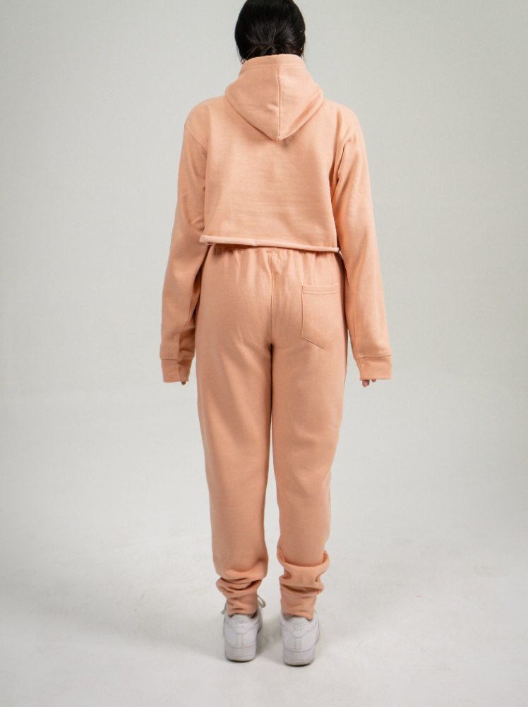 Peach Crop Top SweatSuit