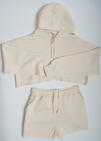 Off-White Crop Top Fleece Short Set