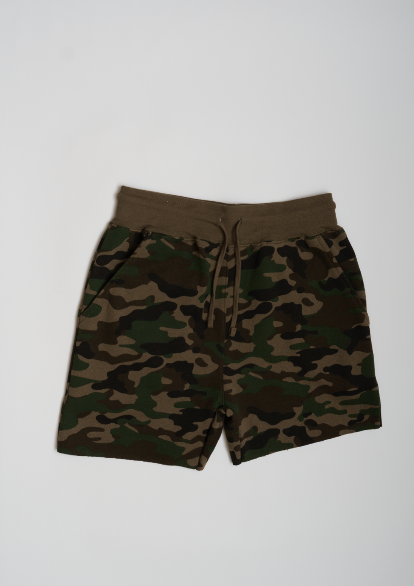 Camo Crop Top Fleece Short Set