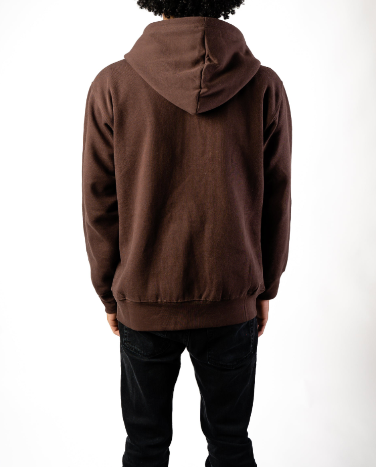 10 OZ Brown Fleece Zip-Up Hoodie