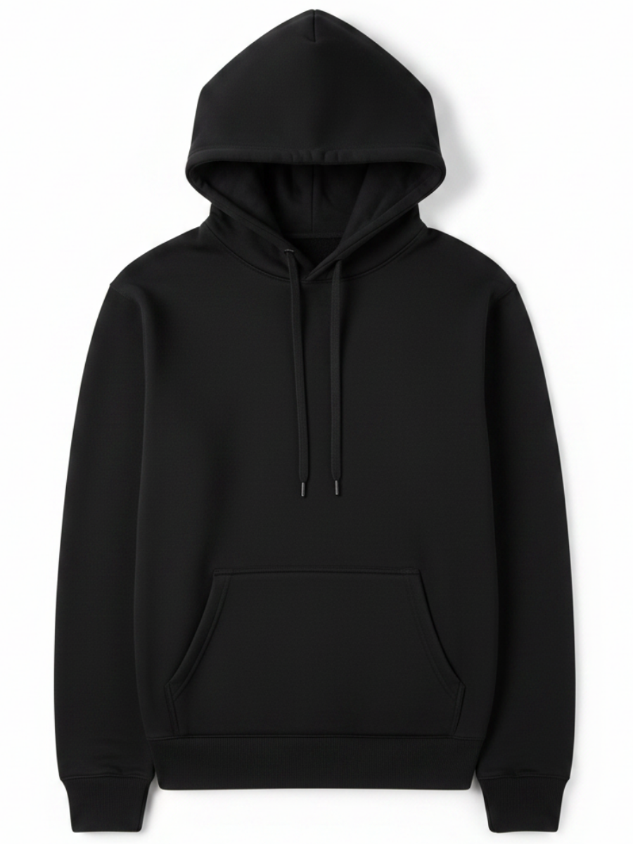 10 OZ Black Heavyweight Fleece Hoodie