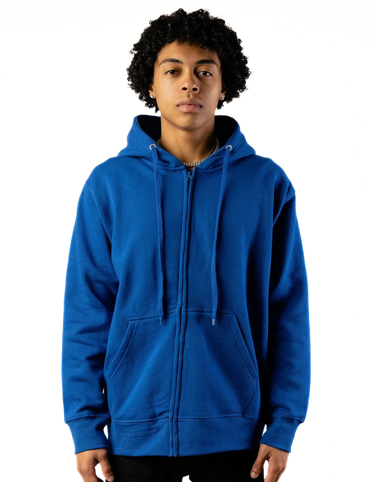 10 OZ Royal Blue Fleece Zip-Up Hoodie