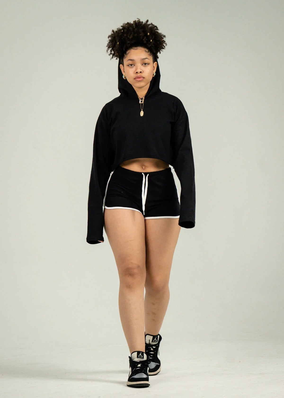 Black Single Jersey Track Short Set