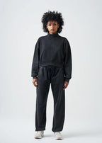 Pigment Black 14 Ounce French Terry Garment Dyed Mock Neck Sweatsuit