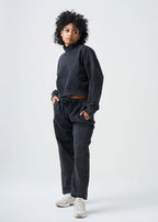 Pigment Black 14 Ounce French Terry Garment Dyed Mock Neck Sweatsuit