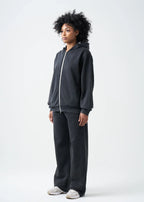 Pigment Black 14 Ounce Garment Dye Fleece Hooded Sweatsuit