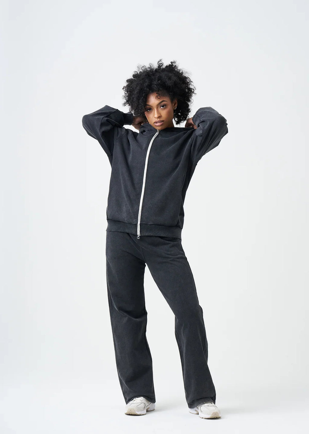 Pigment Black 14 Ounce Garment Dye Fleece Hooded Sweatsuit