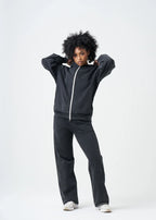 Pigment Black 14 Ounce Garment Dye Fleece Hooded Sweatsuit