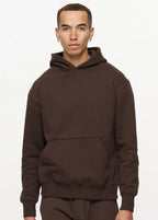 14 OZ Brown Heavyweight Fleece Hooded Sweatshirt