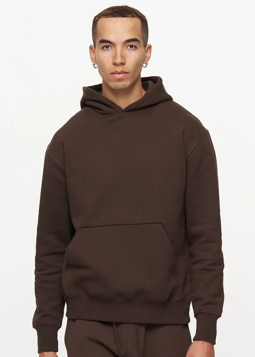14 OZ Brown Heavyweight Fleece Hooded Sweatshirt