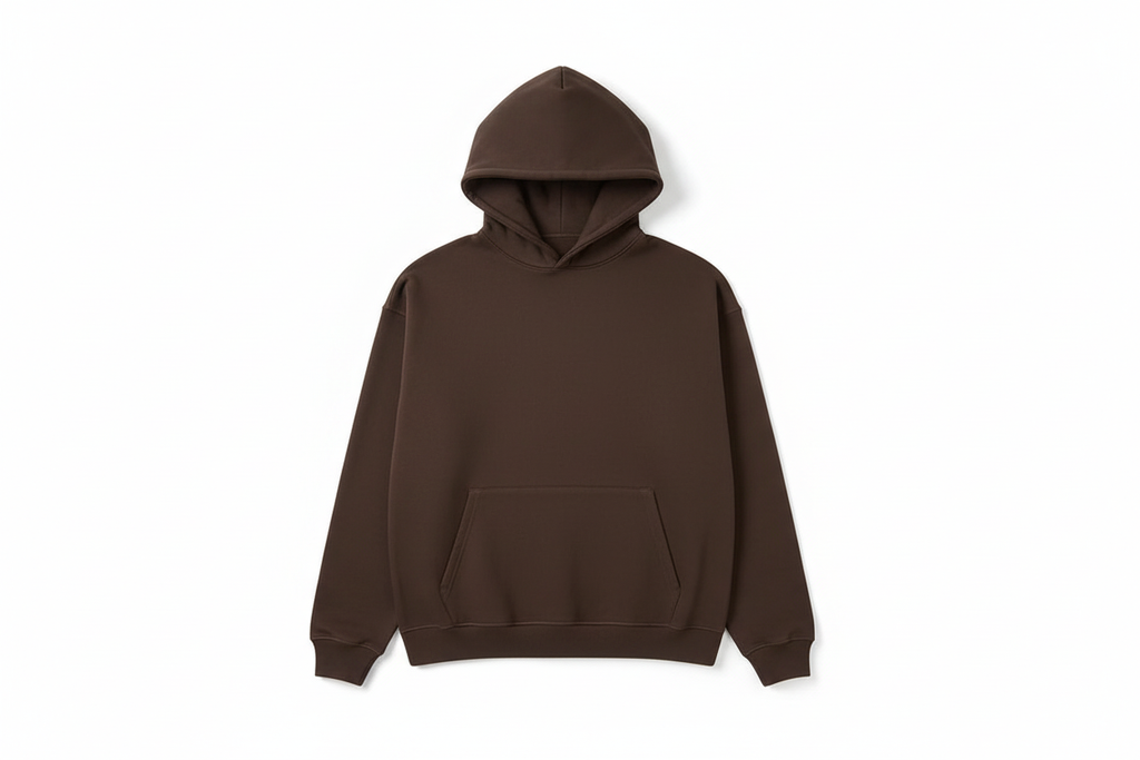 14 OZ Brown Oversized Urban Heavyweight Fleece Hooded Sweatshirt