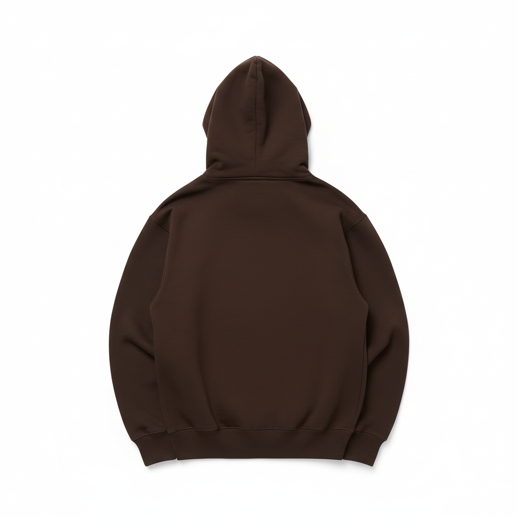 14 OZ Brown Heavyweight Fleece Hooded Sweatshirt