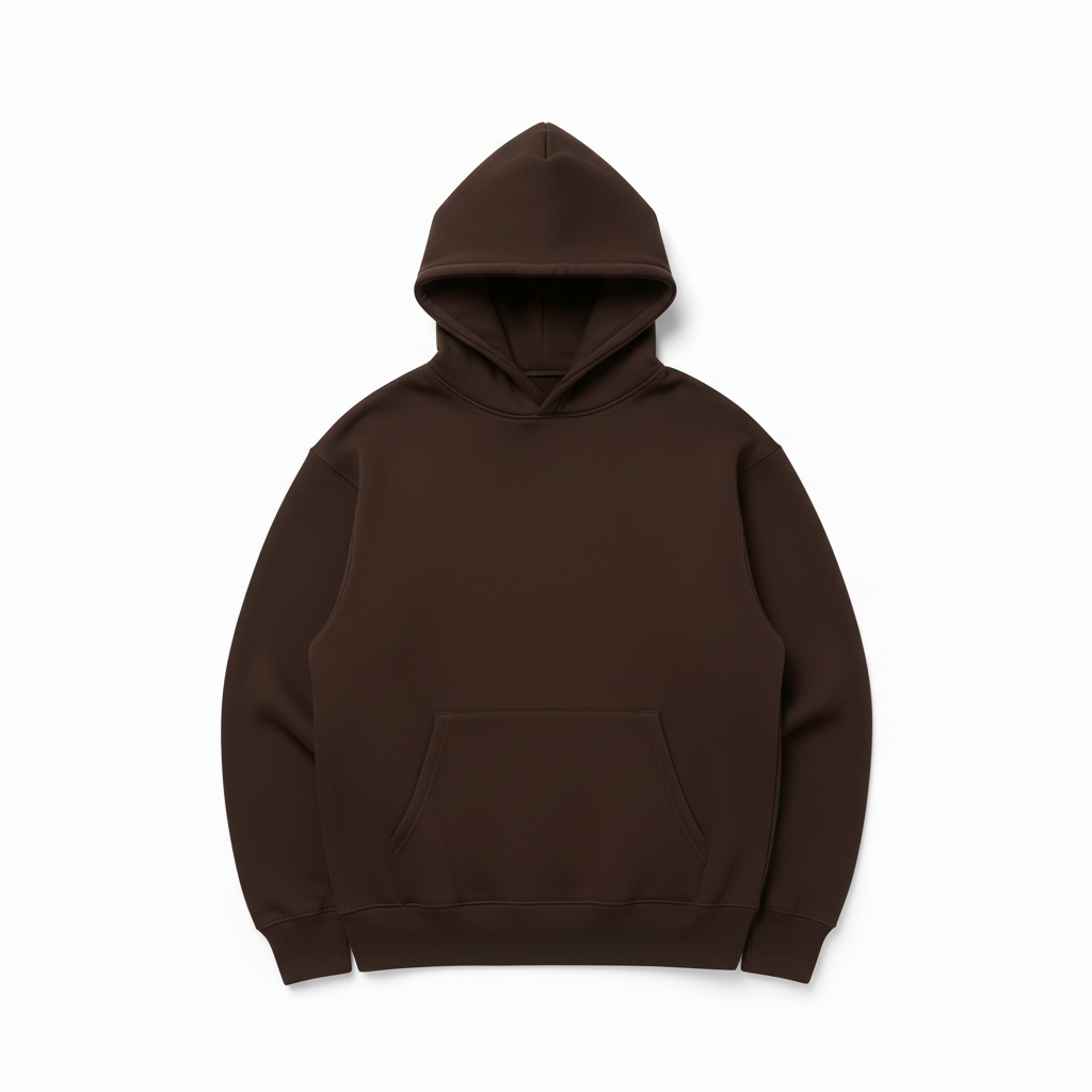14 OZ Brown Heavyweight Fleece Hooded Sweatshirt