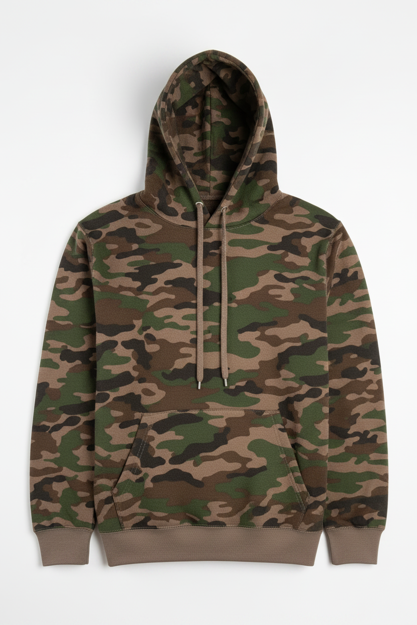 10 OZ Blank Camo Heavyweight Fleece Hoodie