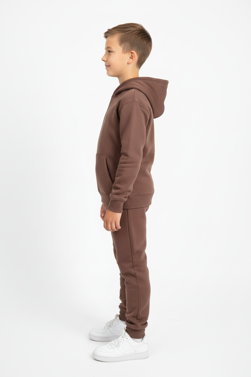 Kids 10 OZ Brown Soft Fleece Sweatsuit