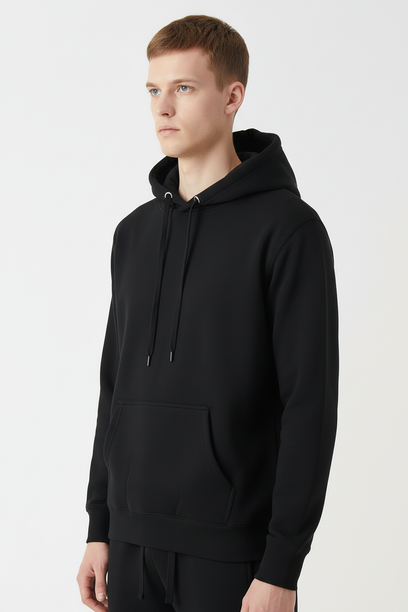 10 OZ Black Heavyweight Fleece Hoodie