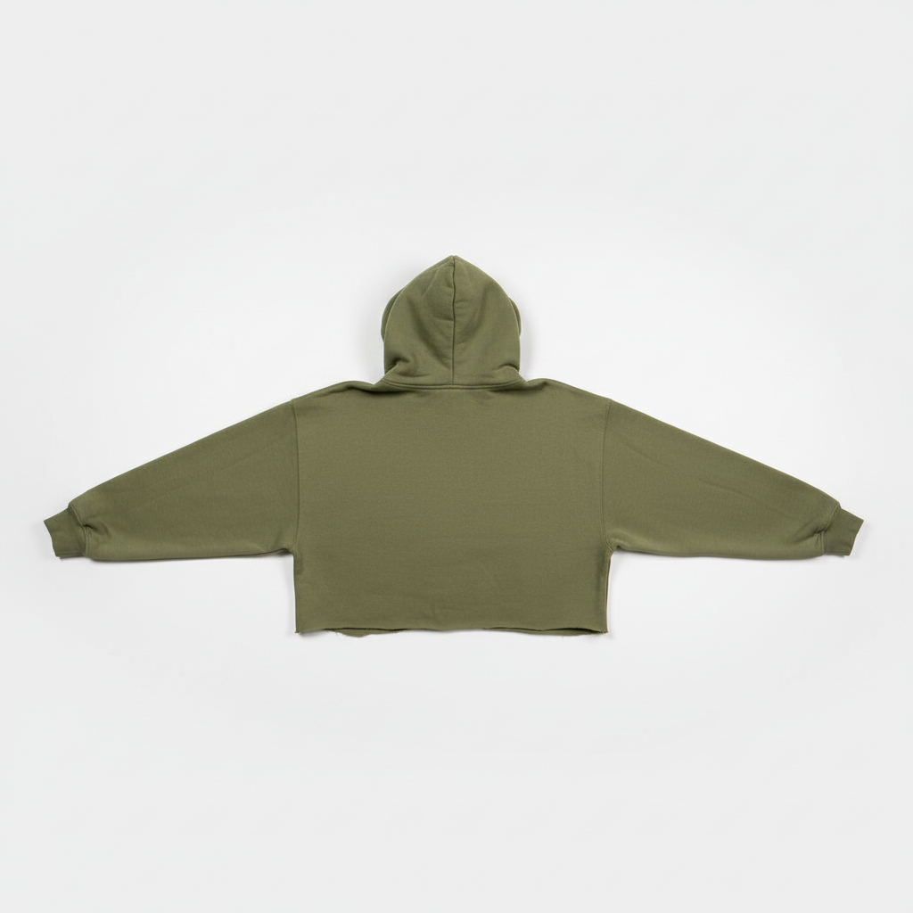 Olive Green Hooded Crop Top