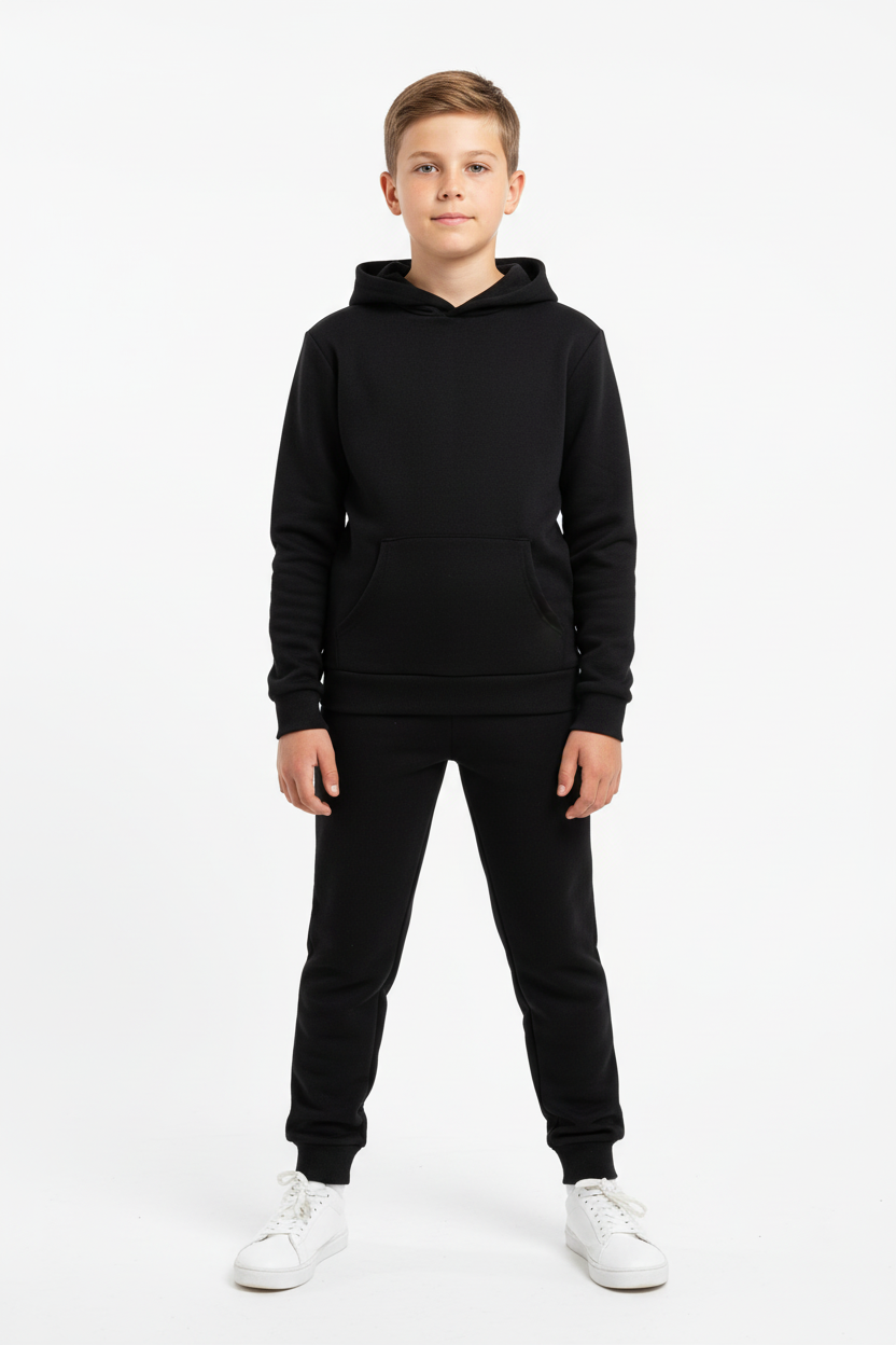 Kids 10 OZ Black Soft Fleece Sweatsuit