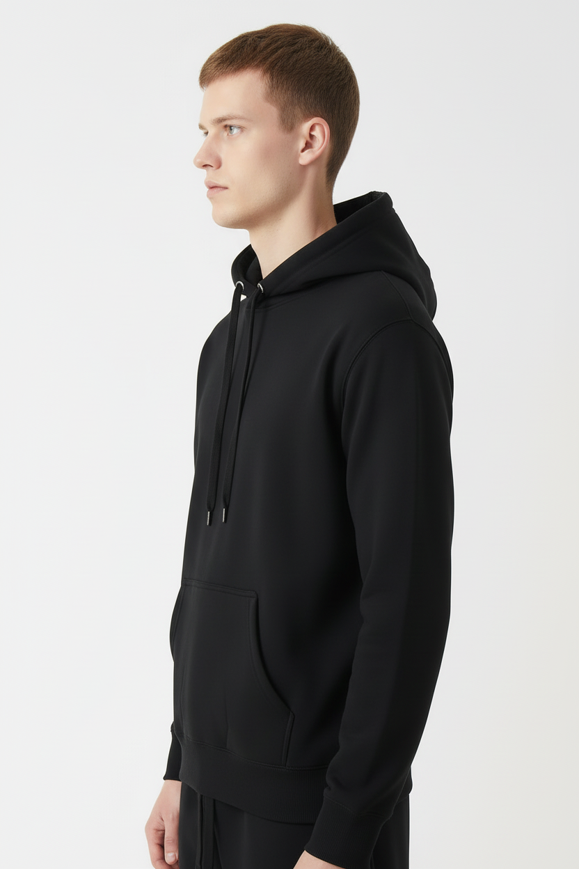 10 OZ Black Heavyweight Fleece Hoodie