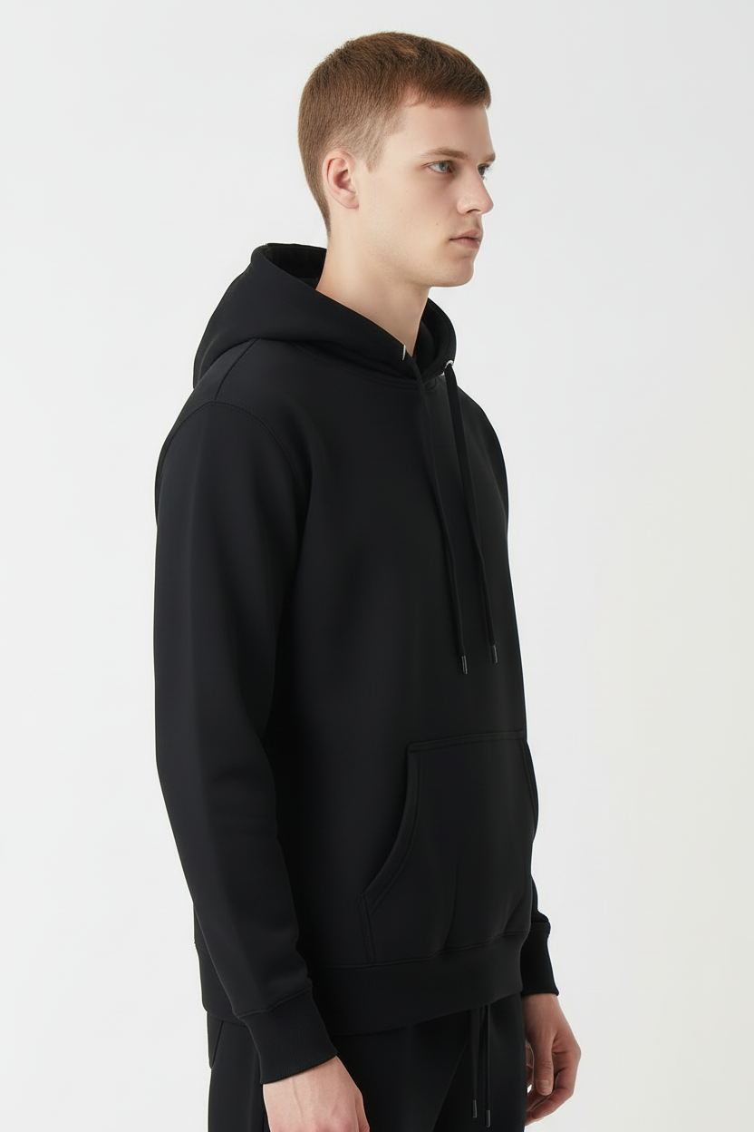 10 OZ Black Heavyweight Fleece Hoodie