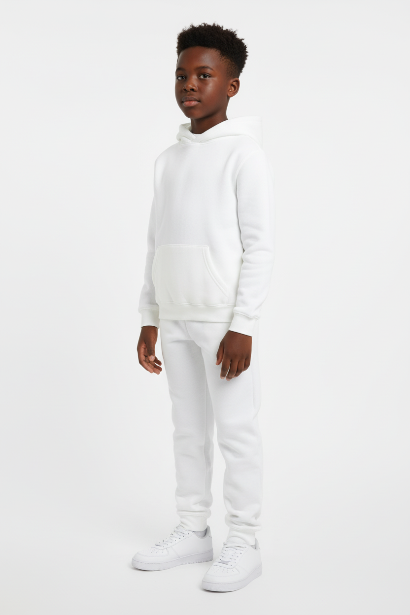 Kids 10 OZ White Soft Fleece Sweatsuit