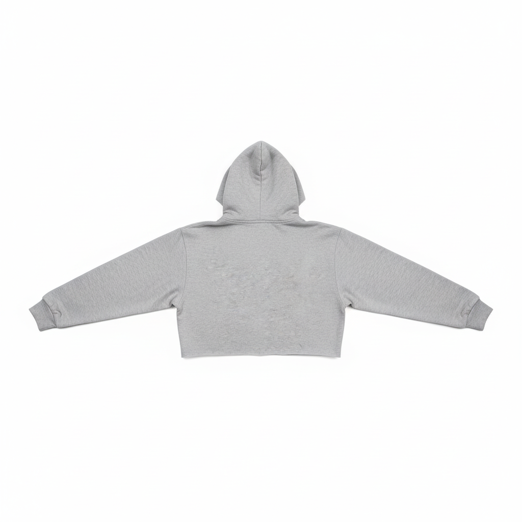 Gray Hooded Crop Top