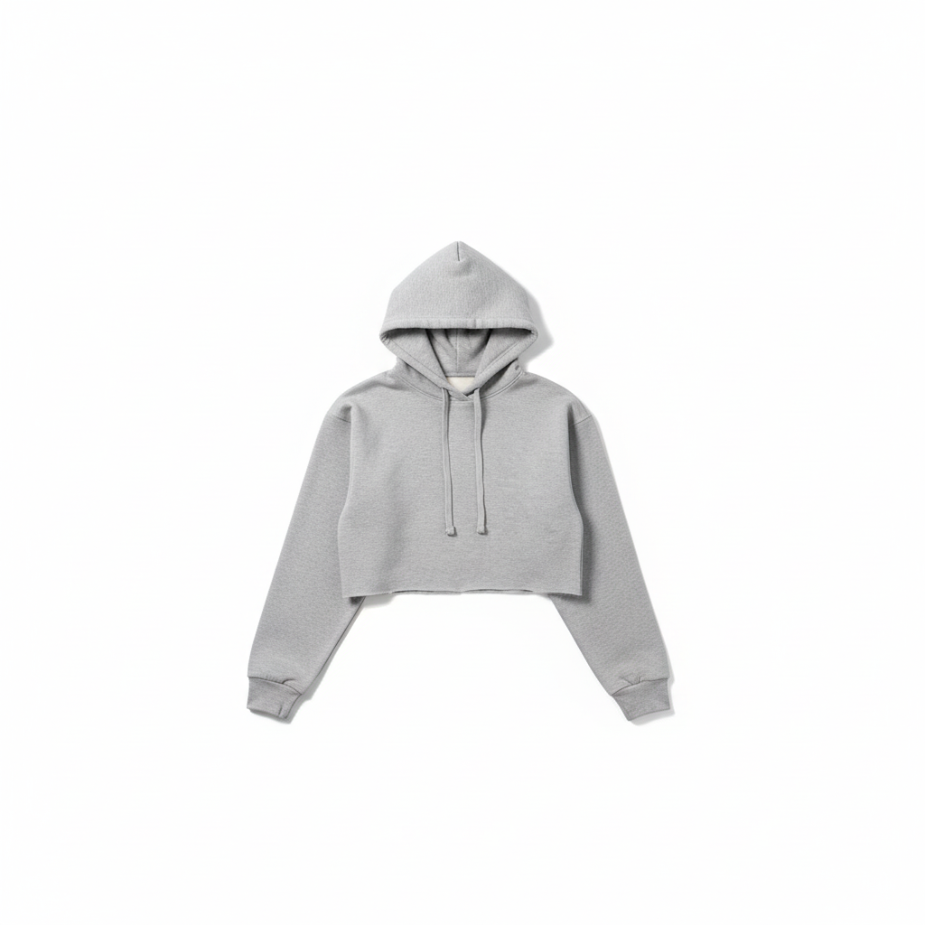 Gray Hooded Crop Top