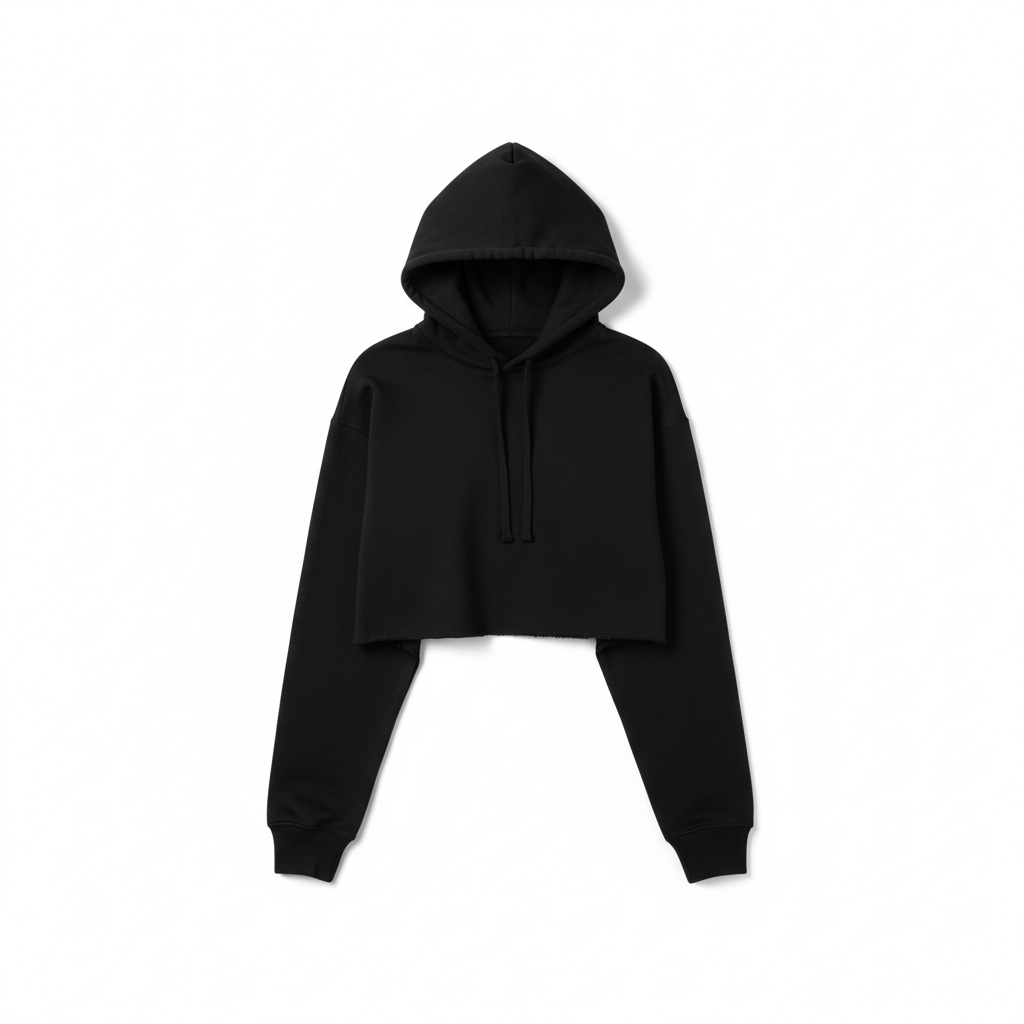 Black Hooded Crop Top