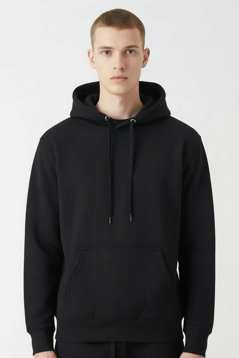 10 OZ Black Heavyweight Fleece Hoodie