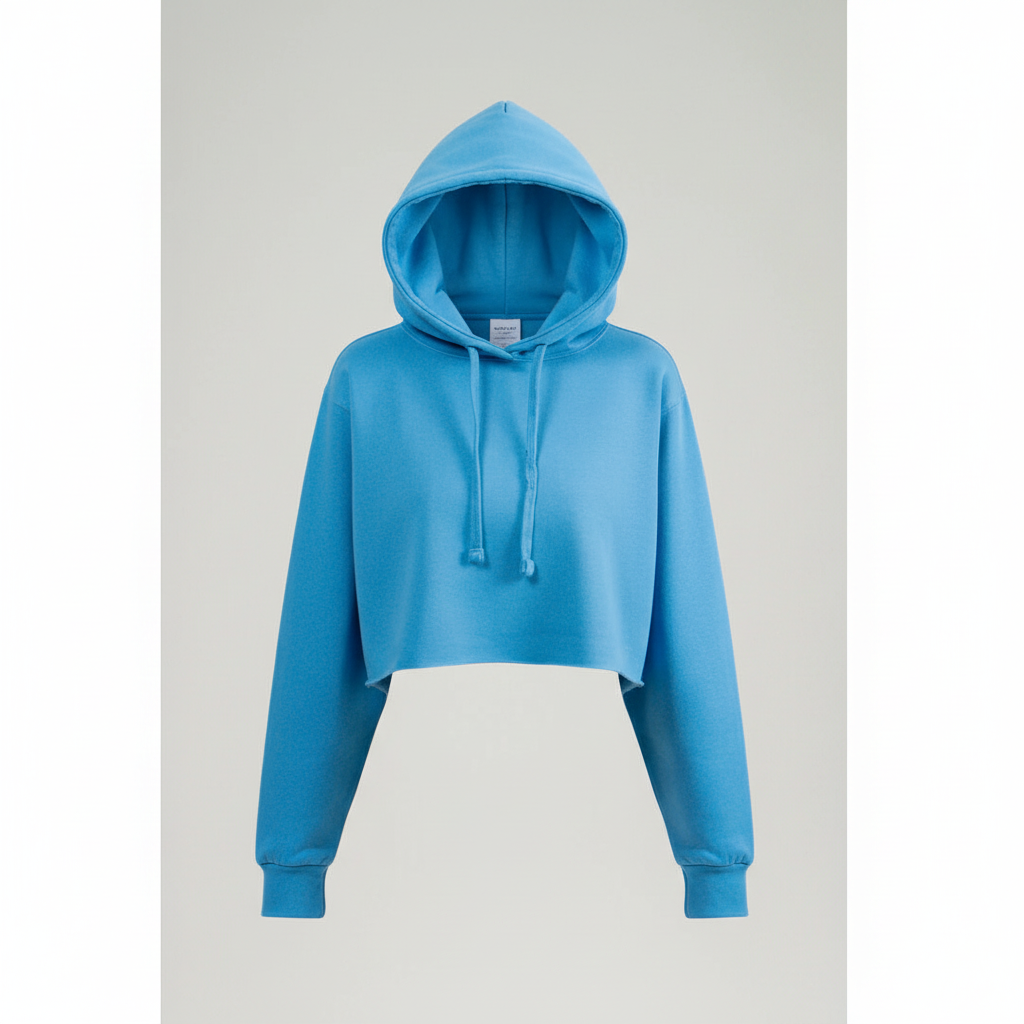 Sky Blue Hooded Crop Top